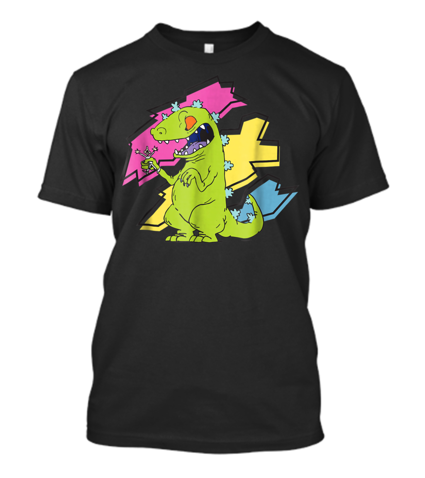 Rugrats Reptar Shreds Colorful Electric Background T-Shirt