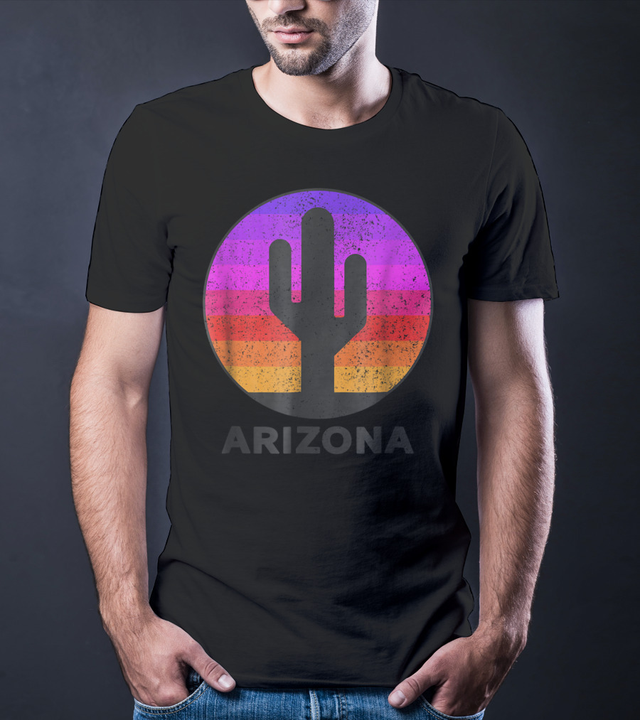 Arizona Saguaro Cactus Vintage Sunset T-Shirt