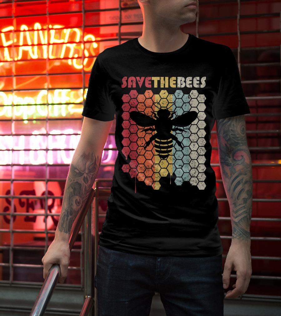 SAVETHEBEES Hexagonal Rainbow T-Shirt