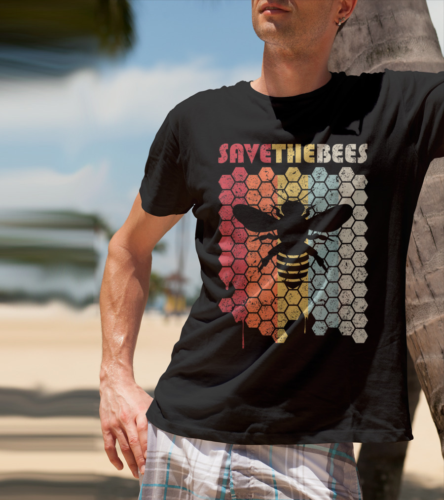 SAVETHEBEES Hexagonal Rainbow T-Shirt