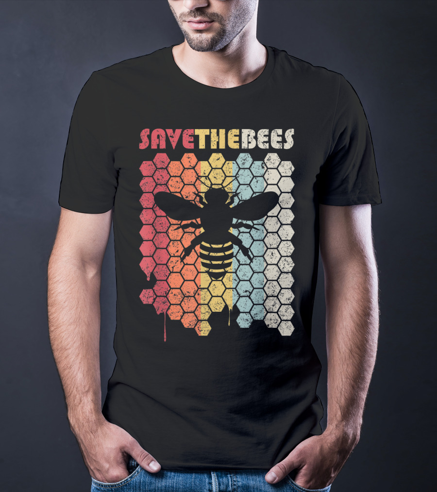 SAVETHEBEES Hexagonal Rainbow T-Shirt