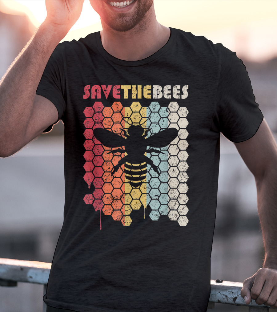 SAVETHEBEES Hexagonal Rainbow T-Shirt