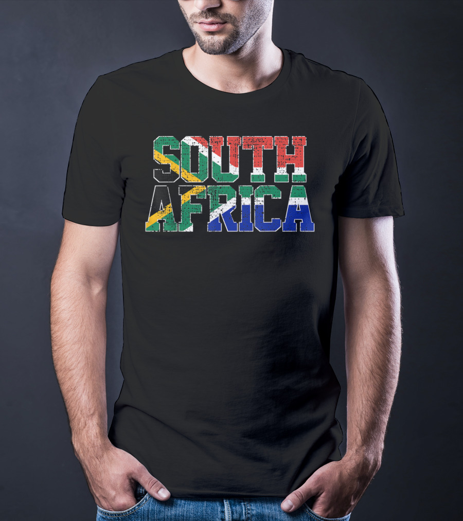 South Africa National Flag Proud AF Bold Patriotic Text T-Shirt