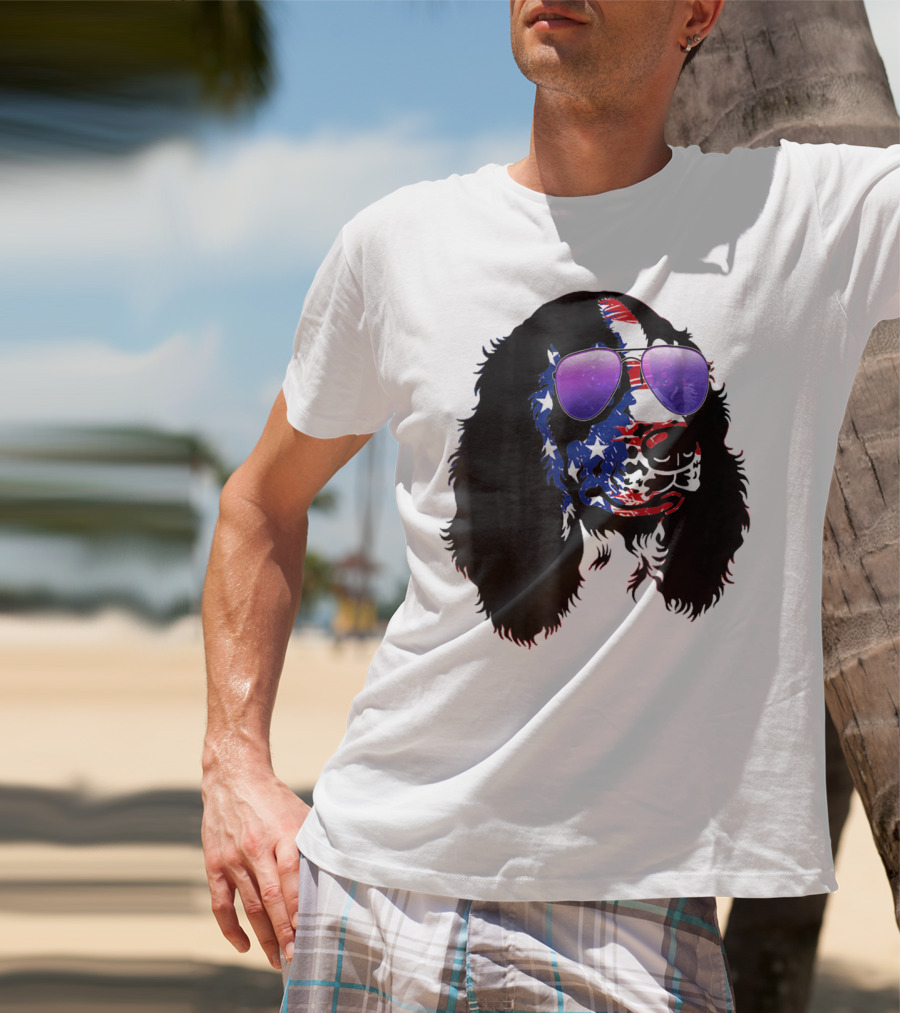 US Flag English Springer Spaniel With Sunglasses T-Shirt