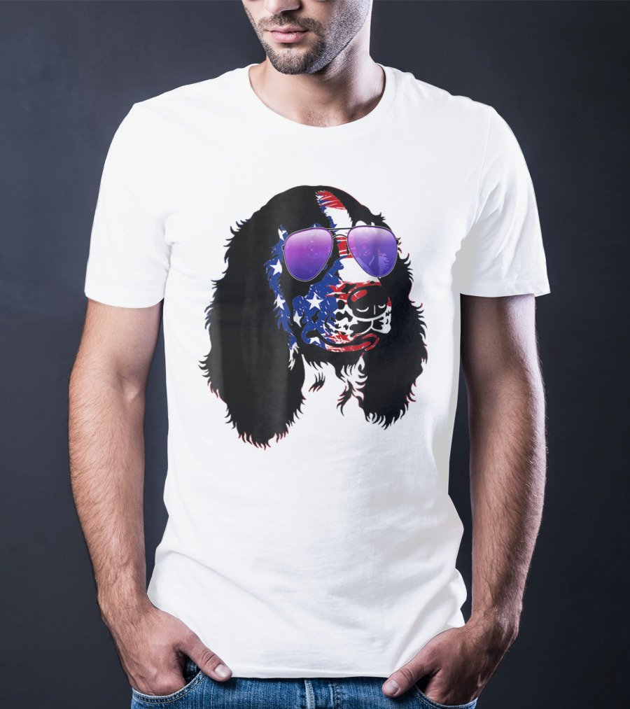 US Flag English Springer Spaniel With Sunglasses T-Shirt