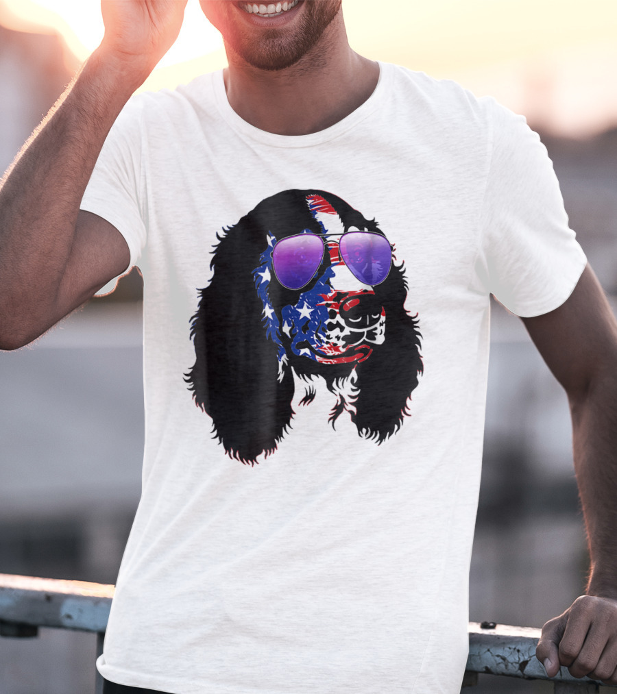 US Flag English Springer Spaniel With Sunglasses T-Shirt