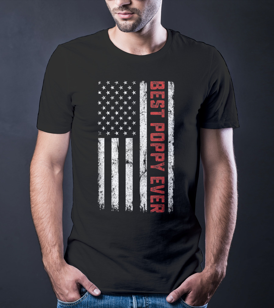Best Poppy Ever American Flag USA T-Shirt