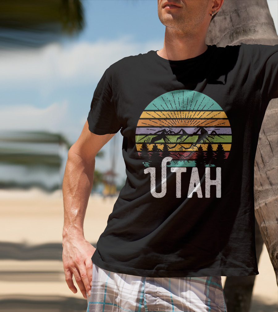 UTAH Vintage Mountain 70's 80's Style Retro Sunset Landscape T-Shirt