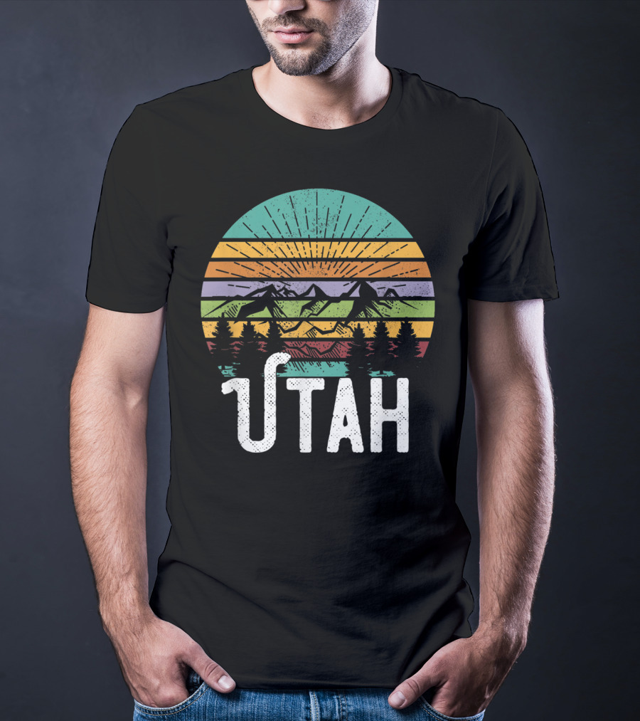 UTAH Vintage Mountain 70's 80's Style Retro Sunset Landscape T-Shirt
