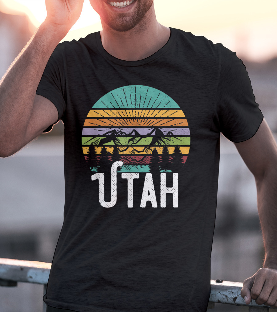 UTAH Vintage Mountain 70's 80's Style Retro Sunset Landscape T-Shirt
