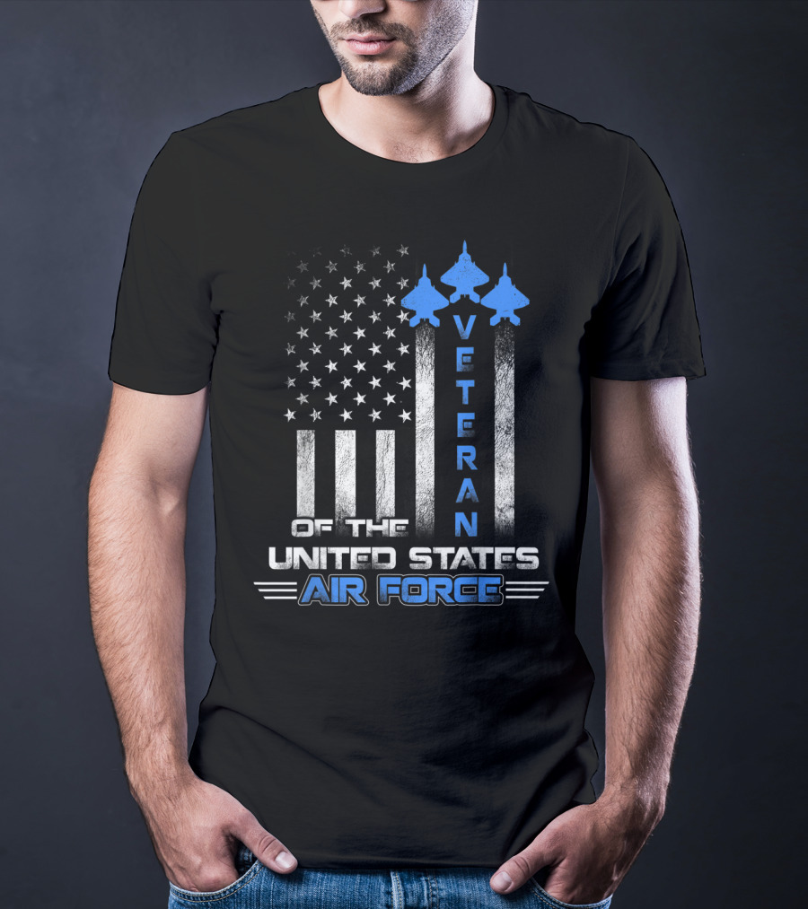 Veteran Of The United States Air Force American Flag And Fighter Jets T-Shirt
