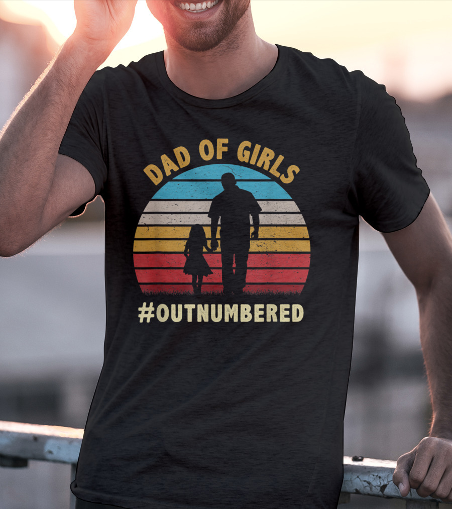 Dad Of Girls Outnumbered Sunset T-Shirt