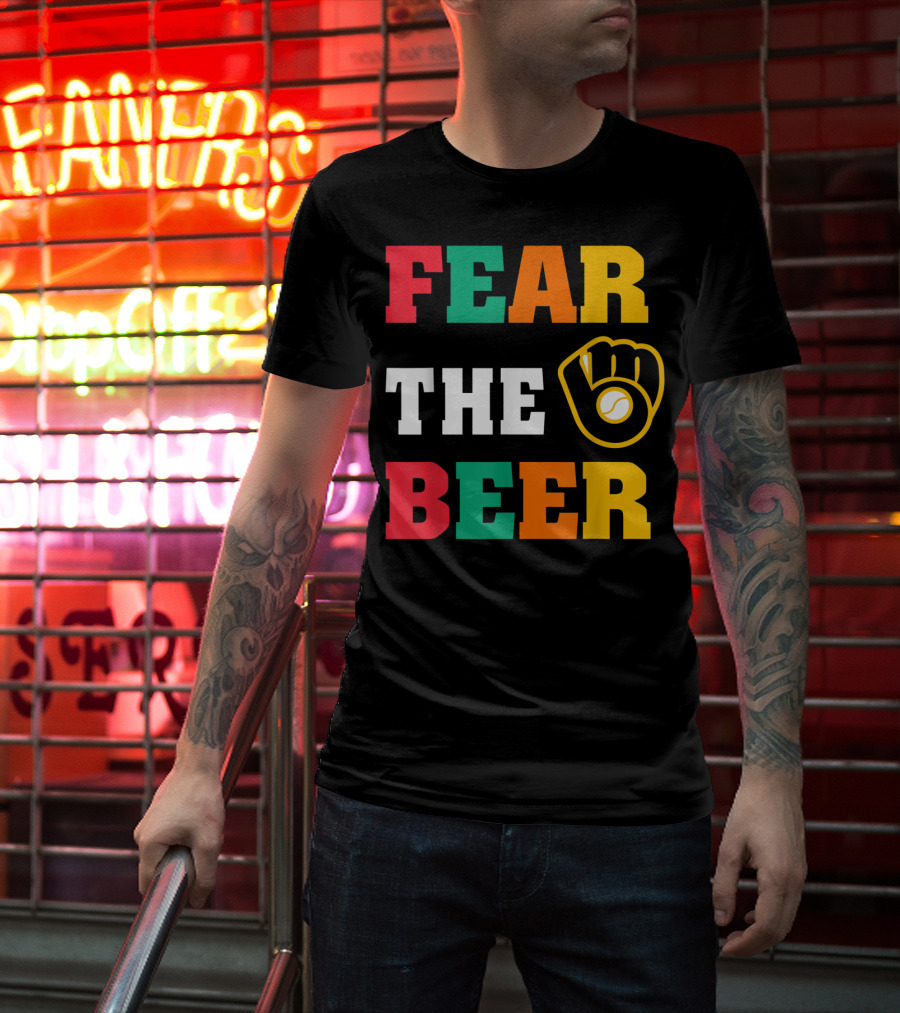 Fear The Beer Brewers Vintage Baseball Glove T-Shirt