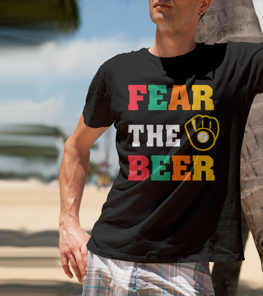 Fear The Beer Brewers Vintage Baseball Glove T-Shirt