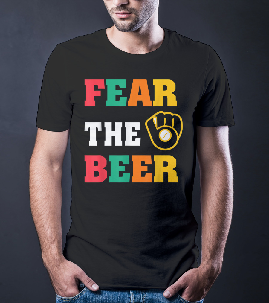 Fear The Beer Brewers Vintage Baseball Glove T-Shirt