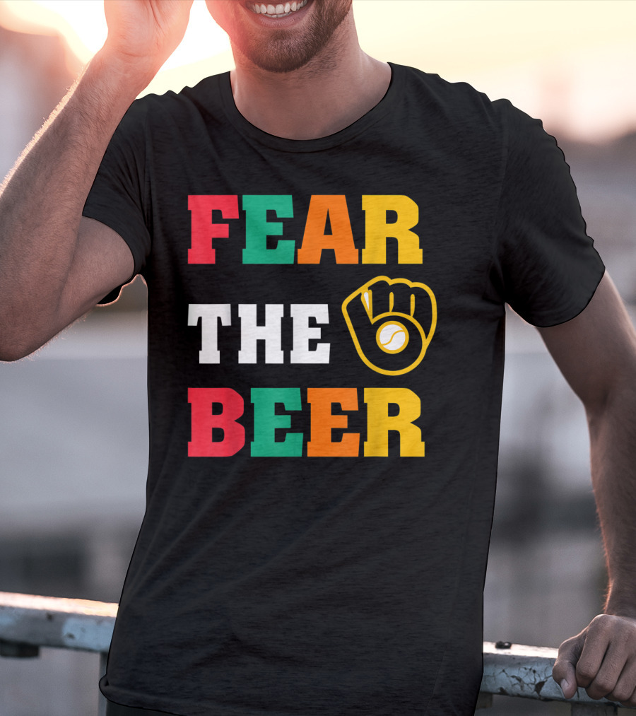 Fear The Beer Brewers Vintage Baseball Glove T-Shirt