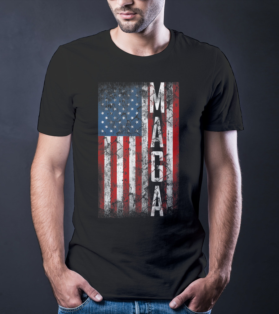 Vintage Grunge MAGA American Flag Distressed Patriotic T-Shirt