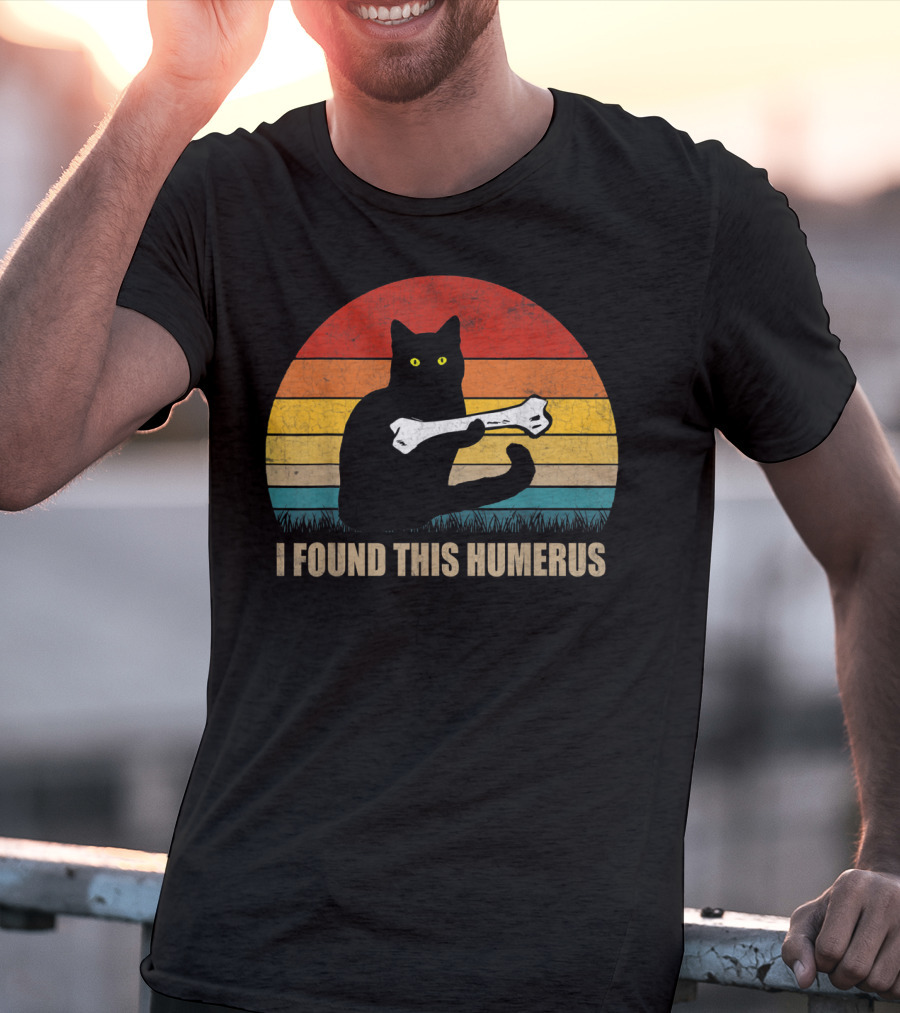 Vintage I Found This Humerus Cat Lover Retro Sunset T-Shirt