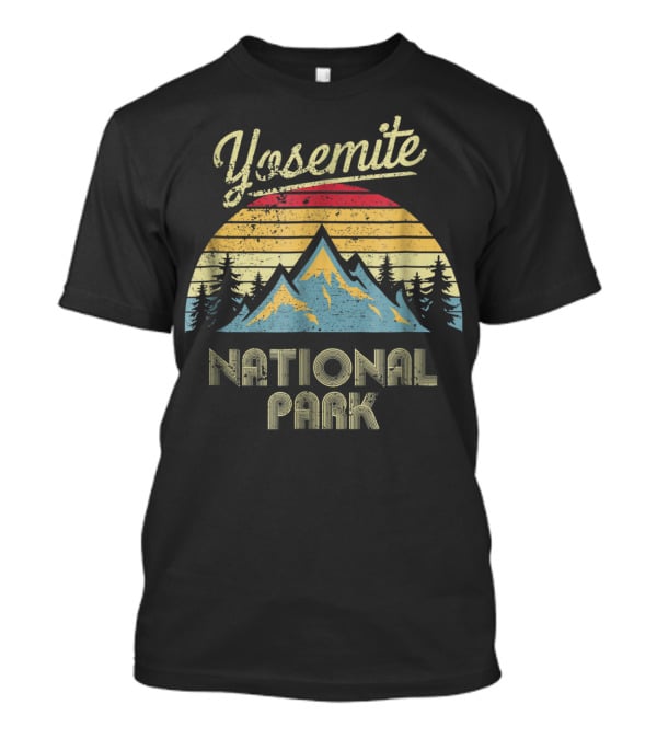 Yosemite National Park Retro Mountain Sunburst Forest Vintage T-Shirt