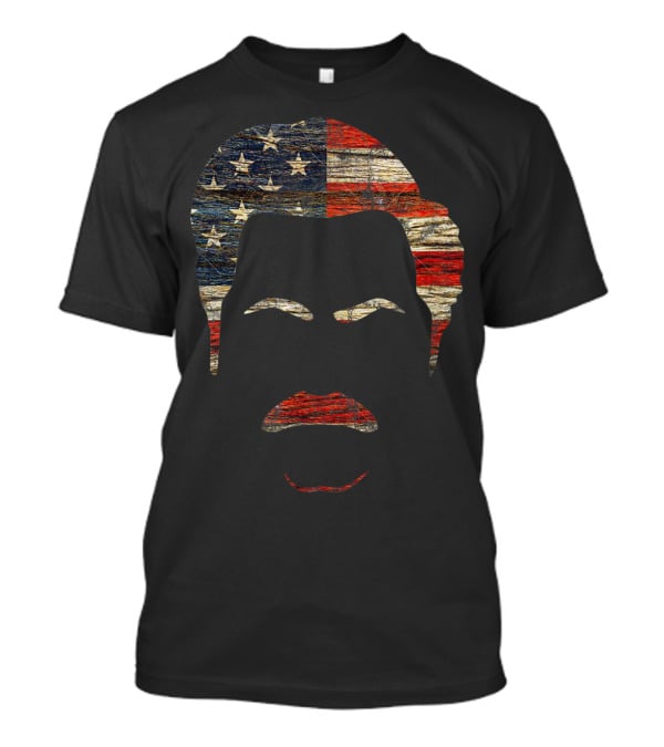 Vintage Wooden American Flag Face T-Shirt
