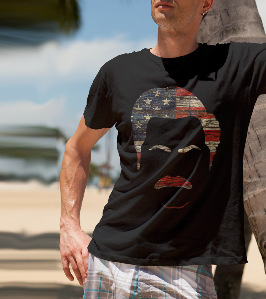 Vintage Wooden American Flag Face T-Shirt