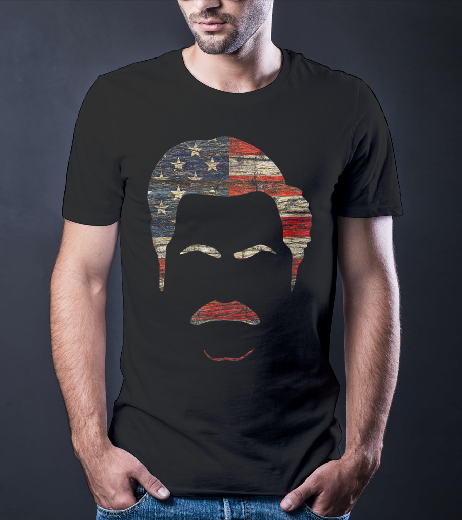 Vintage Wooden American Flag Face T-Shirt