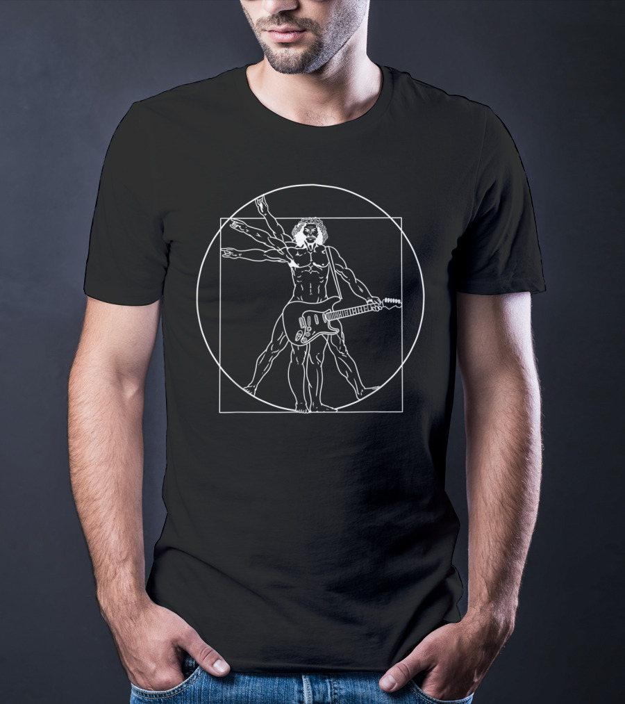 Vitruvian Man Da Vinci Guitarist Fusion T-Shirt