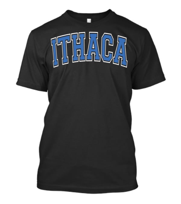 Ithaca Blue Varsity College Style Arch Text T-Shirt