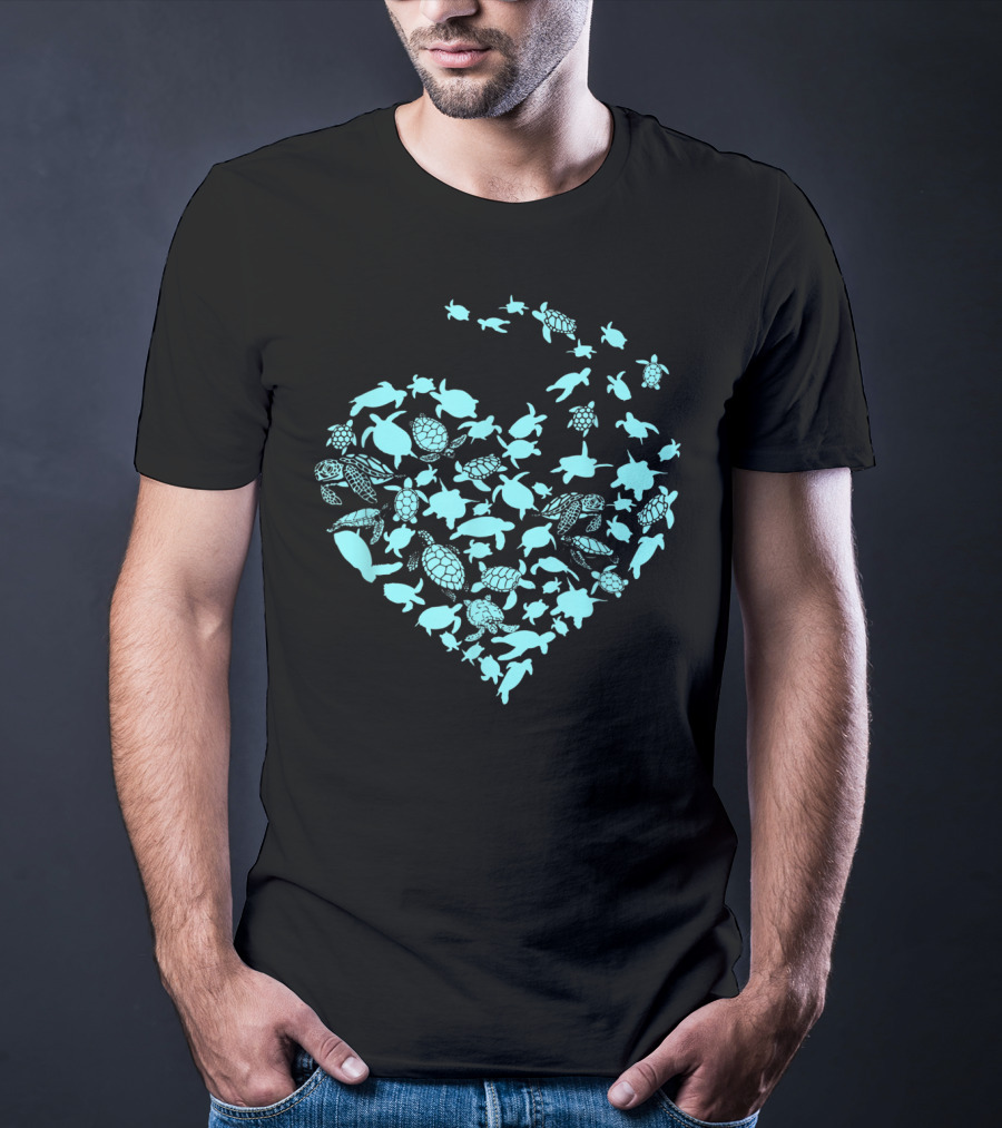 Heart Love Turtles Ocean Blue T-Shirt