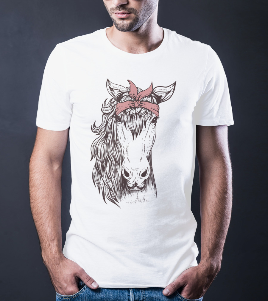 Horse Bandana Illustration For Horseback Riding Enthusiasts T-Shirt