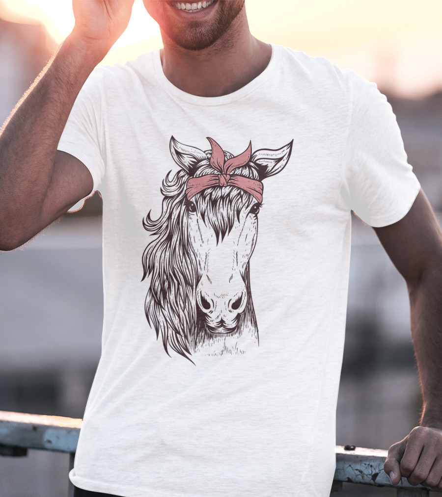Horse Bandana Illustration For Horseback Riding Enthusiasts T-Shirt