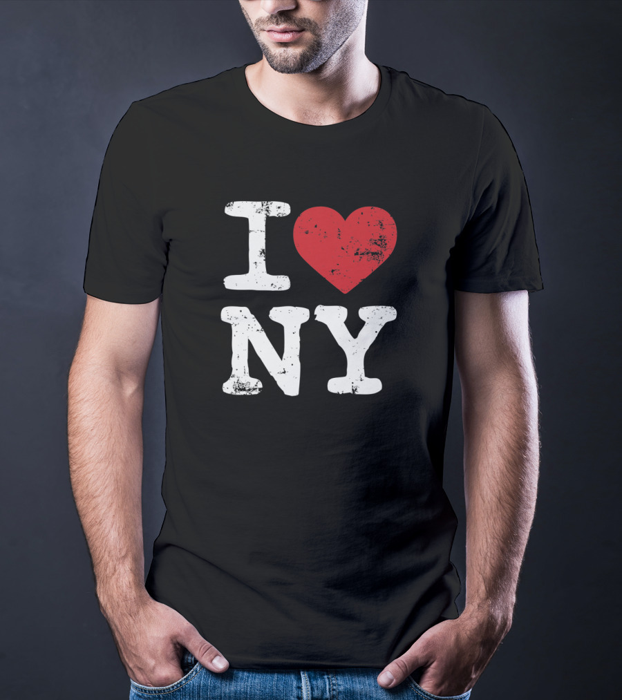 I Love NY Vintage Black Souvenir Tourism T-Shirt