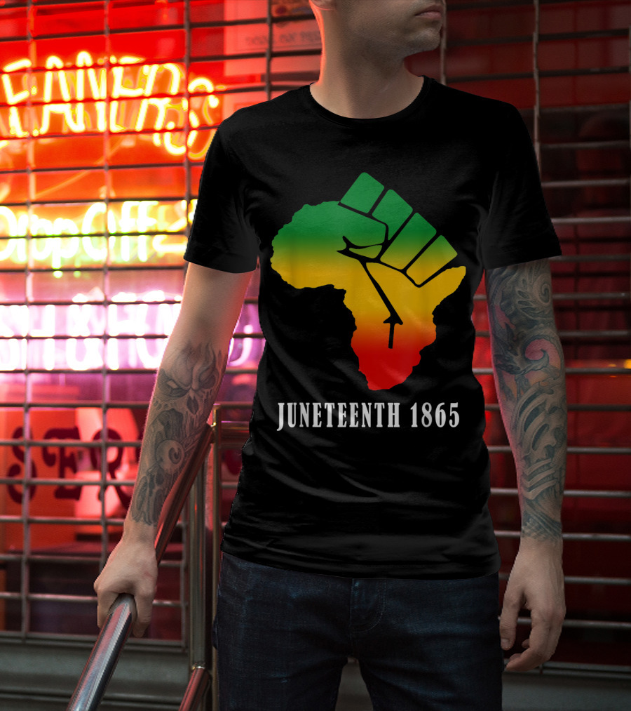 Juneteenth 1865 Ancestors Black African Map American Fist T-Shirt