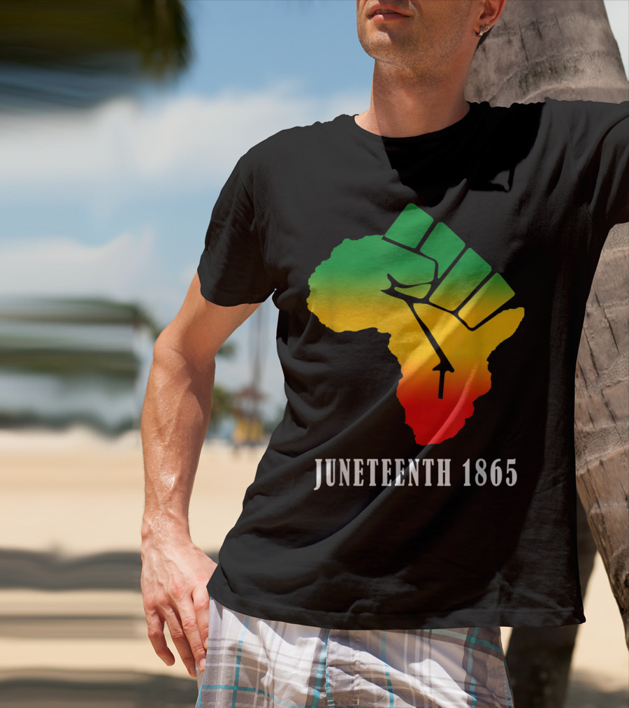 Juneteenth 1865 Ancestors Black African Map American Fist T-Shirt
