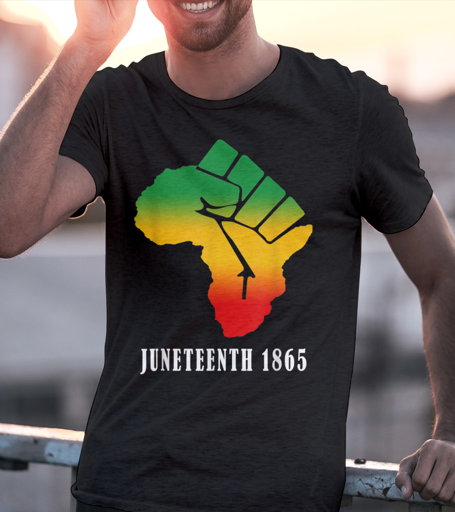 Juneteenth 1865 Ancestors Black African Map American Fist T-Shirt