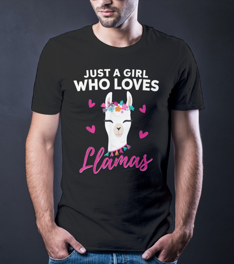 Just A Girl Who Loves Llamas With Heart Love Motif T-Shirt