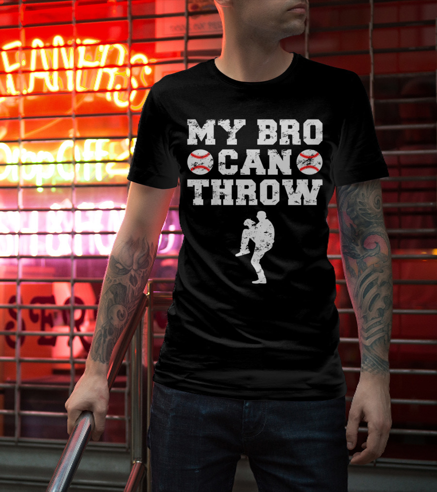 My Bro Can Throw Baseball Cute Funny Cool Brother Sister Kids T-Shirt