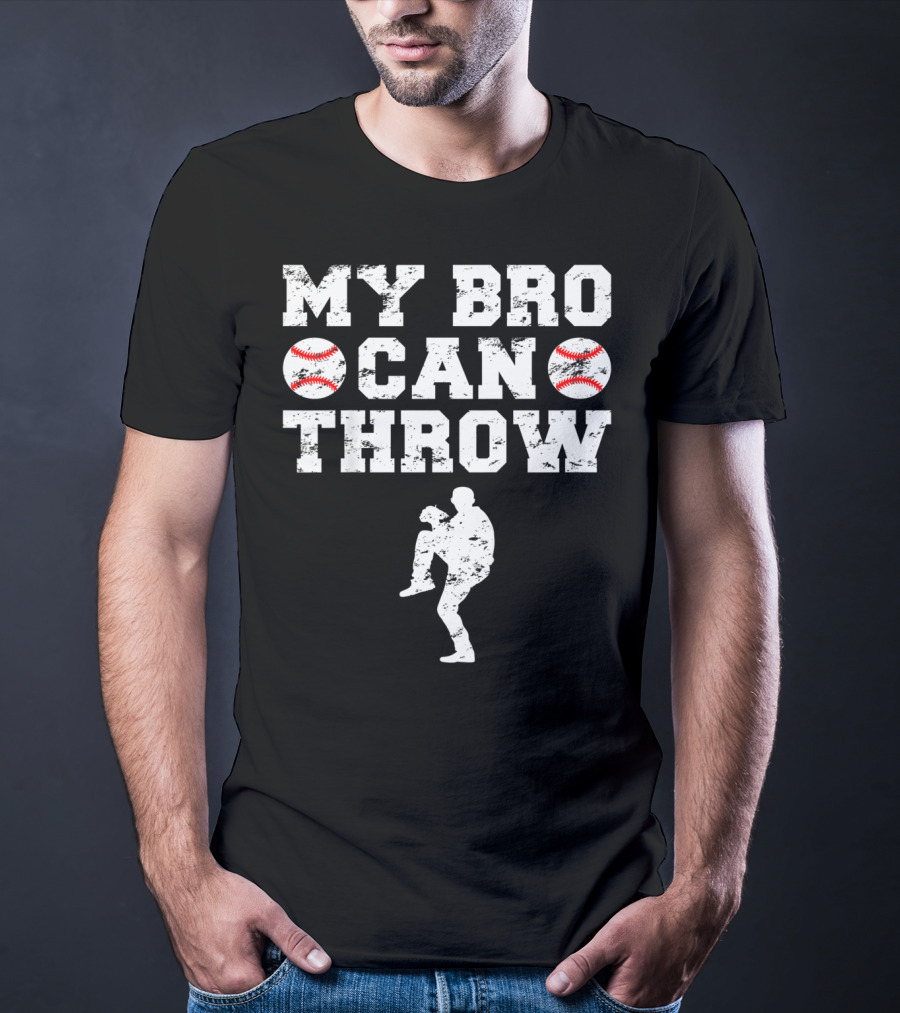 My Bro Can Throw Baseball Cute Funny Cool Brother Sister Kids T-Shirt