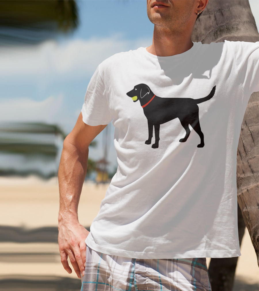 Labrador Retriever Black Lab With Tennis Ball And Red Collar Play Ball T-Shirt