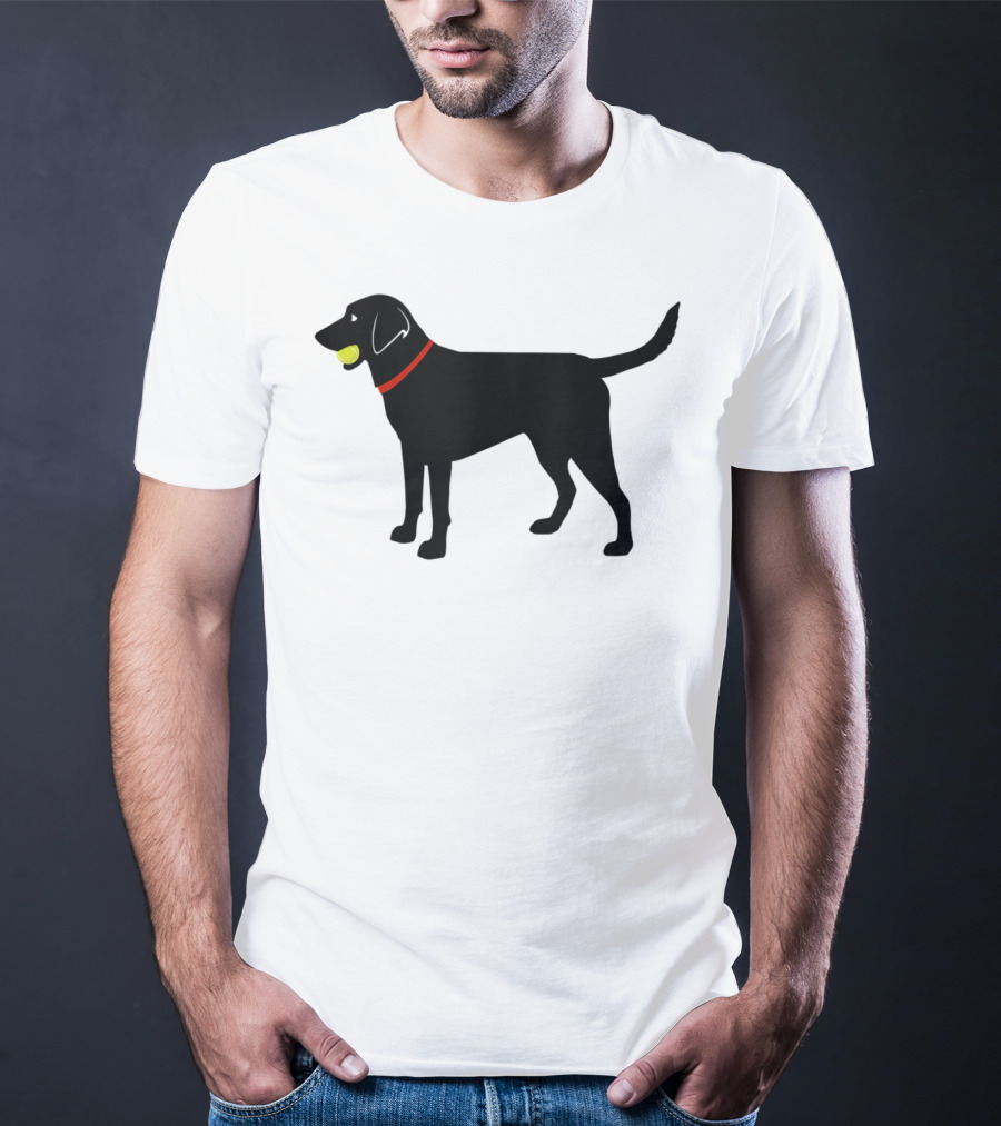 Labrador Retriever Black Lab With Tennis Ball And Red Collar Play Ball T-Shirt