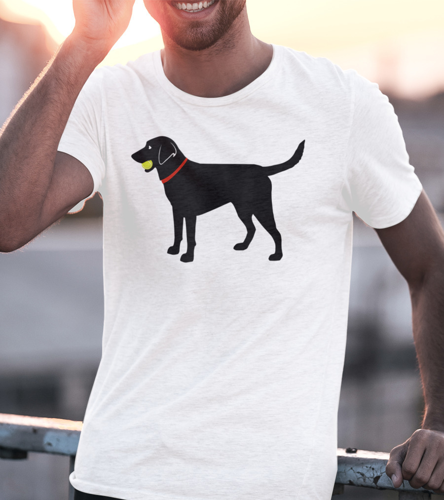 Labrador Retriever Black Lab With Tennis Ball And Red Collar Play Ball T-Shirt