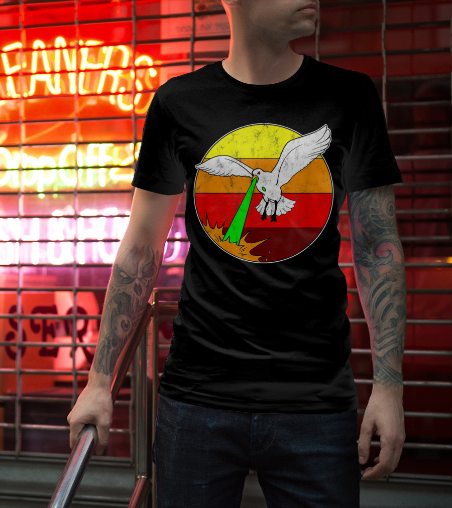 Laser Seagull Retro Sunset Funny Bird T-Shirt