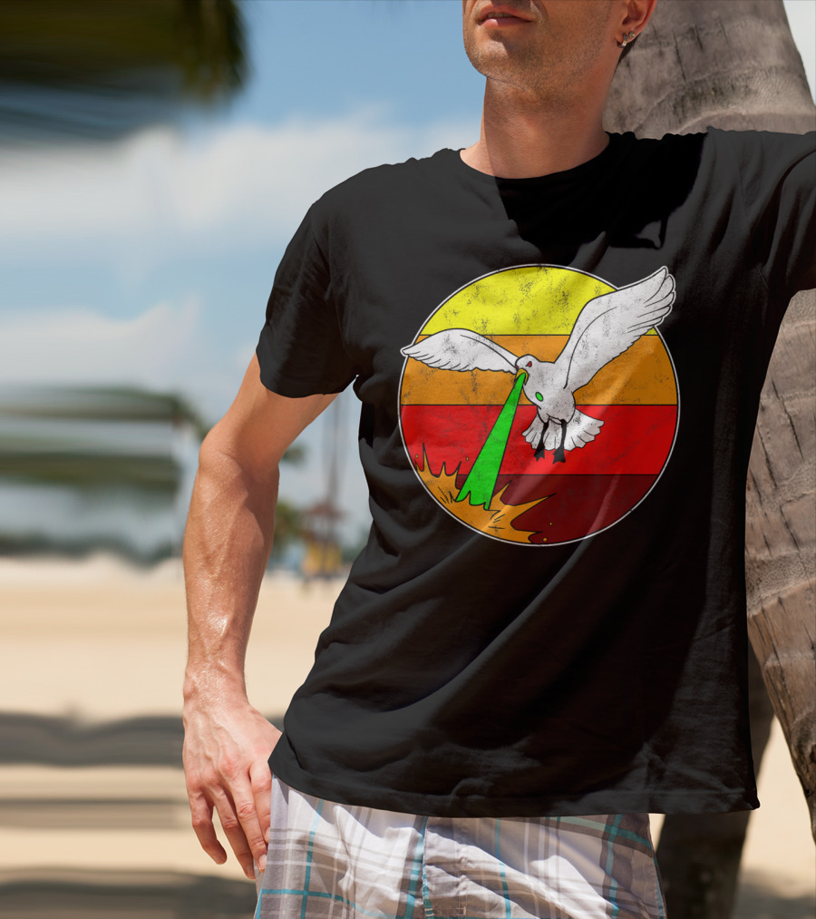 Laser Seagull Retro Sunset Funny Bird T-Shirt