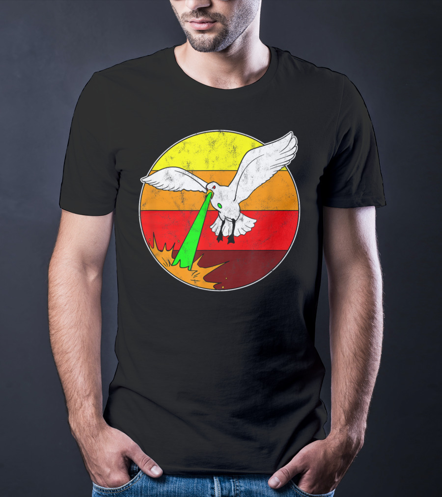 Laser Seagull Retro Sunset Funny Bird T-Shirt