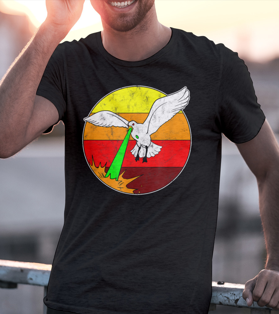 Laser Seagull Retro Sunset Funny Bird T-Shirt