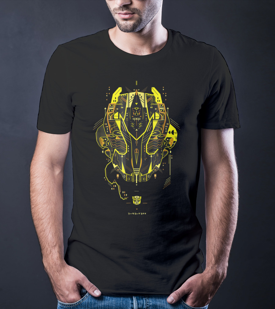 Machine Bumbleman Geometric Cybernetic Yellow T-Shirt
