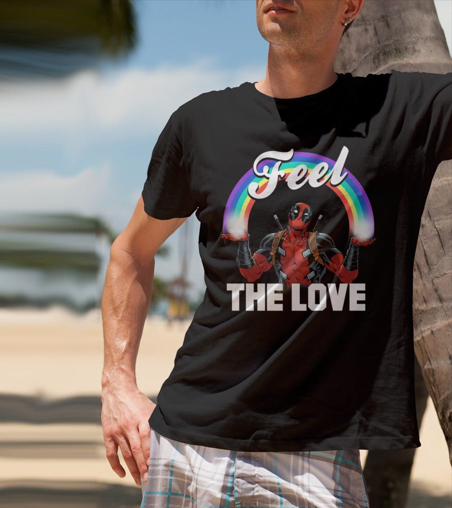 Marvel Deadpool Feel The Love Rainbow T-Shirt