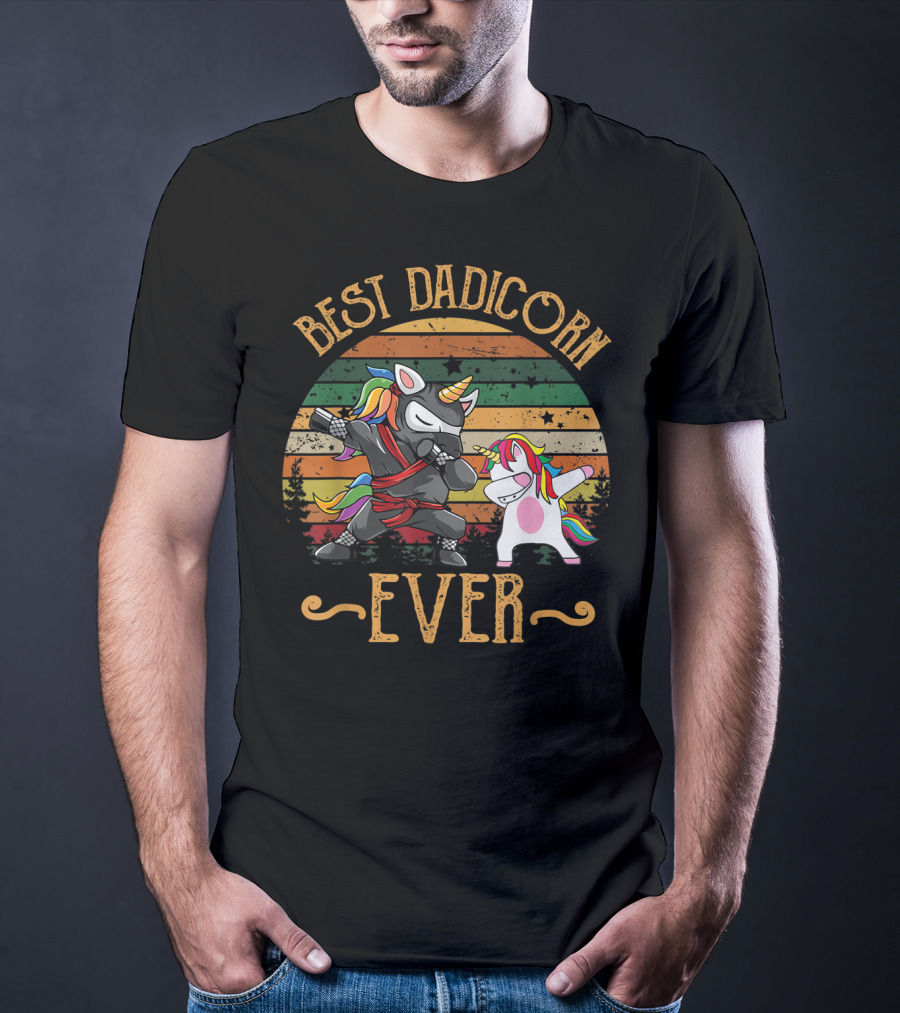 Best Dadicorn Ever Unicorn Dad Baby Fathers T-Shirt