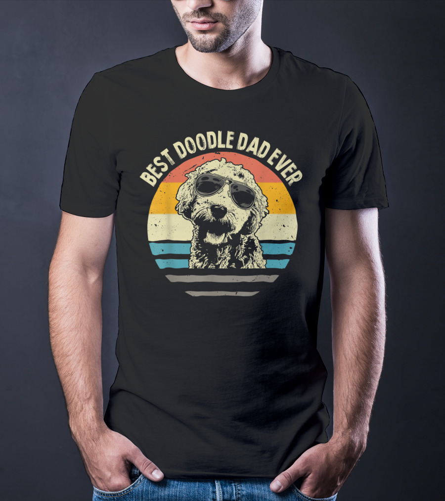 Best Doodle Dad Ever Goldendoodle Retro Sunglasses T-Shirt