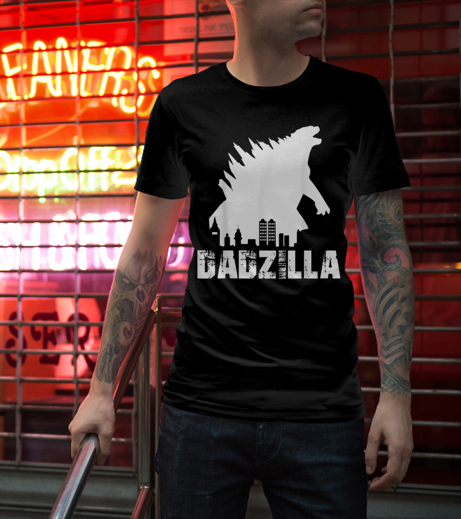 Kidzilla And Dadzilla Funny Matching Fathers City Skyline Monster T-Shirt